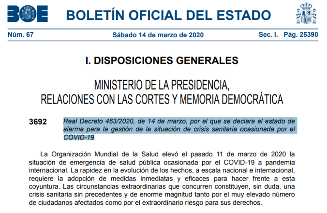 COVID-19 | ESTADO DE ALARMA | Actividades comerciales